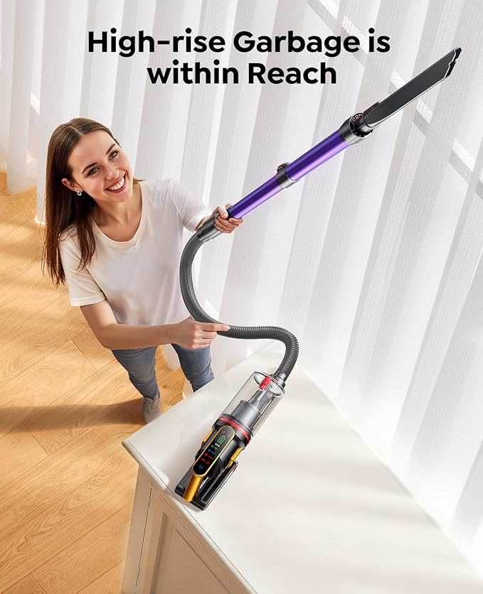 Cordless Vacuum Cleaner 55KPa 650W 70Mins Stick Vacuum Cleaners for Home with Pet Brush 3.3Ft Hose Wall Mount Charging Auto Mode Touchscreen Self-Standing Vacuum for Pet Hair/Carpet/Car Ultra10