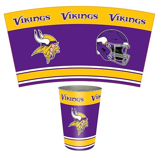 FANMATS NFL - Minnesota Vikings Wastebasket | Purple | 15x10.5x10.5 | Primary Logo Helmet &amp Wordmark