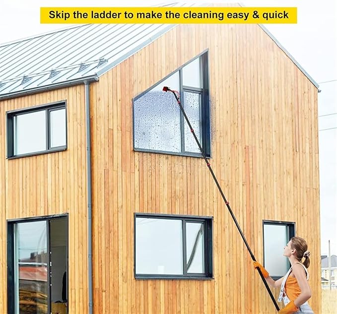 Window Cleaning Pole Telescopic Cleaning Brush 3-in-1 Aluminum Outdoor Window Cleaner W/Hose Cleaning Tool for Window Glass (Color : 30cm Size : 3.6m)