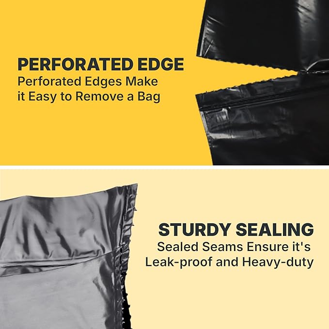 33 Gallon Trash Bags 30 Micron Heavy Duty Pure LDPE Garbage Can Liners 33 x 39 Large Black 100 Count