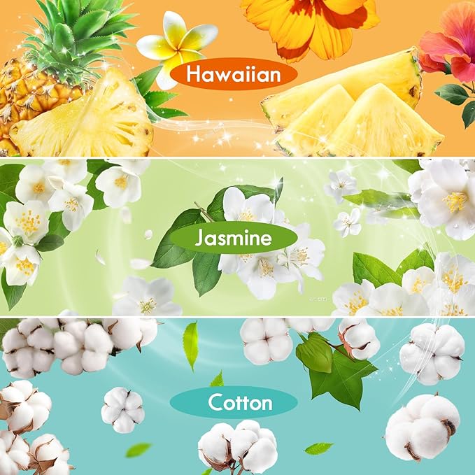 Plug In Air Freshener Starter Kit 12 Refills + 1 Warmer Hawaiian Jasmine &amp Fresh Cotton Scents for Home &amp Bathroom Office Compatible with Air Wick &amp Glade Not Include Glade Plus