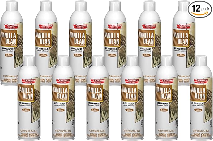Champion Sprayon Water-Based Air Freshener Spray 14 oz Odor Control Room Freshener Vanilla Bean (Case of 12)
