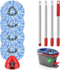 Spin Mop Replacement Heads 4 Pack with 1 Triangle Base and 58 inches Long Handle for O-Cedar 2 Tank SystemMachine Washable