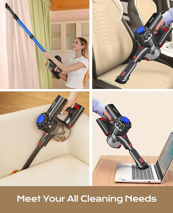 Cordless Vacuum Cleaner 35KPA 45Mins Vacuum Cleaners for Home Lightweight Vacuum Cordless with Anti-Tangle Brush Stick Vacuum for CarpetPet HairHardwood Floor
