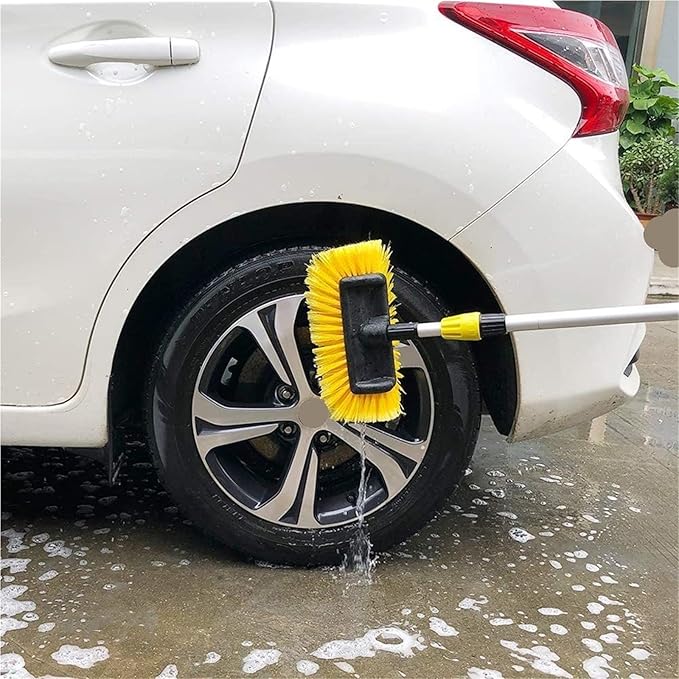 Solar Panel Cleaning Brush 2pcs Automatic Telescopic Long Pole Water Spray Brush Car Windshield Window Cleaner S Cleaning ToolWater Fed Pole(Yellow)