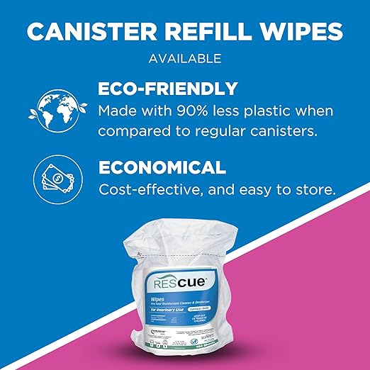 REScue Canister Wipes 12 Pack &amp Bucket Wipes – Disinfectant Cleaner for Vet Use Designed to Clean Kennels Litter Boxes &amp More