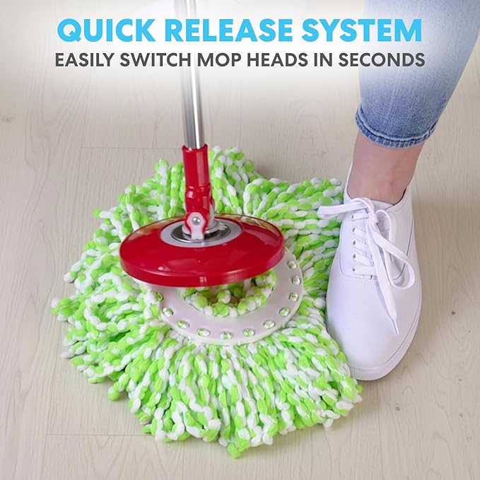 Simpli-Magic 79349 Spin Mop Cleaning System with 3 Microfiber Mop Heads Red/GRAYRed/Black