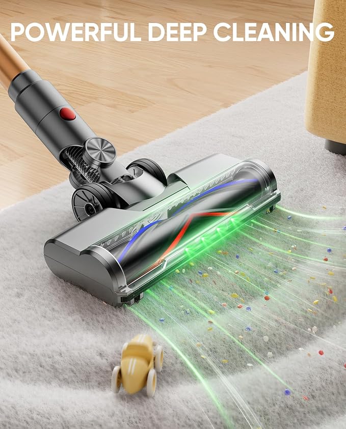 Cordless Vacuum Cleaner 600W/50KPA/65Mins Vacuum Cleaners for Home Super 1.8L Cup&amp Large LED Screen Stick Vacuum Anti-Tangle Lightweight Cordless Vacuum with Charging Dock for Pet Hair/Carpet/F