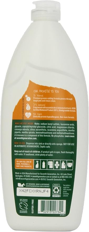 Seventh Generation Dishwash Liquid Detergent Lavender 25 oz