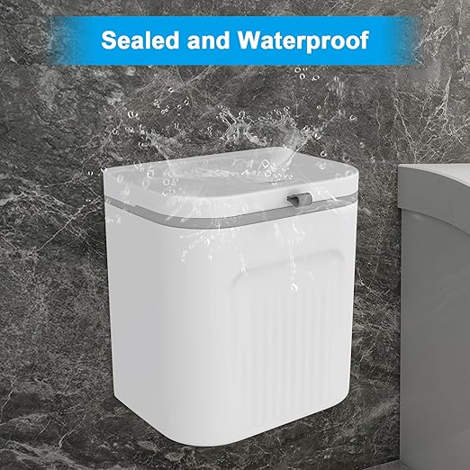 Naisu 3 Pack 1.12 Gallon Kitchen Garbage Bin for Counter Top or Under Sink Stick on the WallHanging Small Trash Can with lid for Cupboard/Bathroom/Bedroom/Office(White)