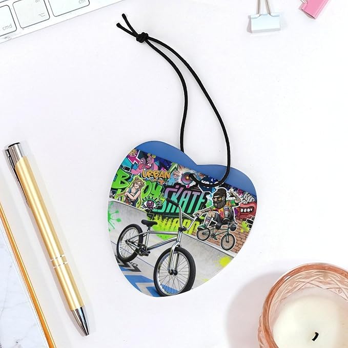 5PCS Car Air Freshener Hanging Personalized Double Sided Urban Bike Car Fresheners Long Lasting New Cars Scents Cute Automotive Freshies for Closets Drawers (tea)