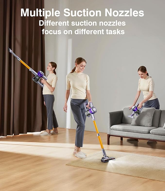 Cordless Vacuum Cleaner 450W 50Kpa Powerful Stick Vacuum Up to 70Mins Rechargeable Battery Vacuum Cleaners for Home Anti-Tangled Lightweight Handheld for Hardwood Floor Carpets Pet Hair