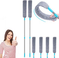Retractable Gap Dust Cleaning Artifact Flat Duster Retractable Microfiber Dust Brush Gap Mop for Cleaning (2mop + 4cloth)