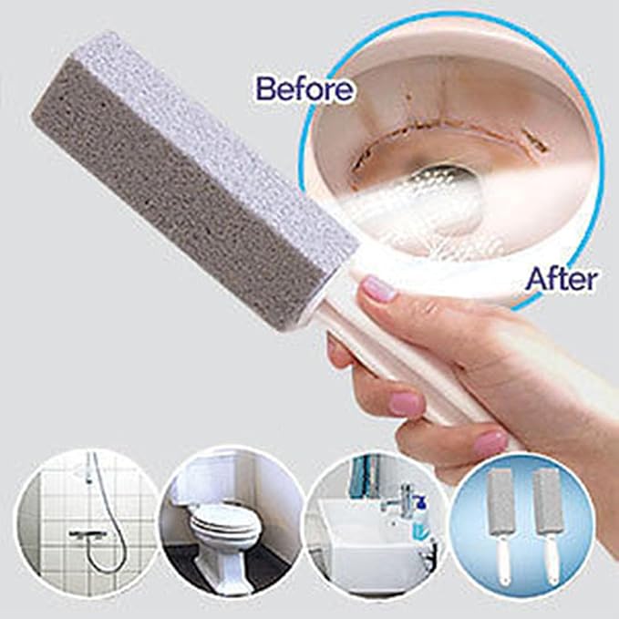 Topyond Pumice Stone Toilet Bowl Cleaner 4Pcs Toilet Pumice Stone with Long Handle Durability and Multipurpose Cleaning Brush for Toilets Sinks and Grills