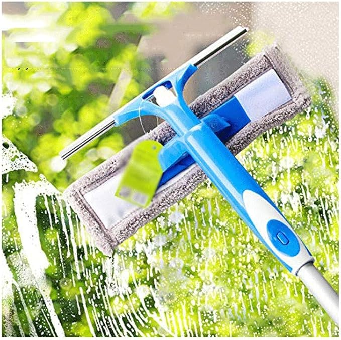 Glass Wiper- Sided Window Cleaning Silicone Squeegee Shower Screen Wash Washer Wipe Microfibre Pad Squeege