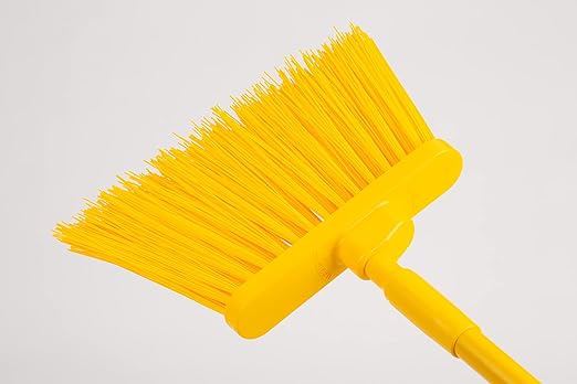 SPARTA 41083EC04 Plastic Color Coded Broom Unflagged Bristles Long Broom With Angled Head For Small Debris Cleaning 56 Inches Yellow (Pack of 12)