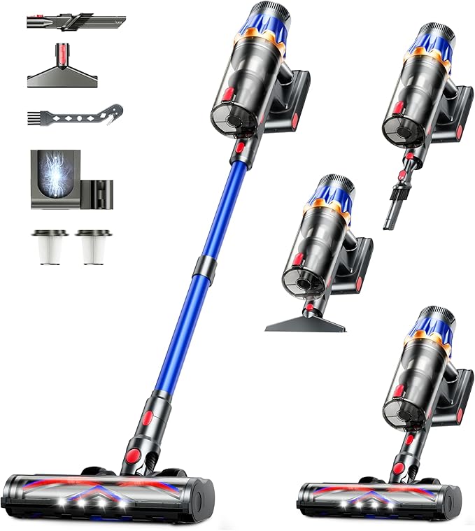 Cordless Vacuum CleanerUpgraded 50KPA 600W 70 Mins Stick Vacuum with Self-StandingTouch Screen Rechargeable LightweightAnti-tangle Wireless VacummVacuum Cleaners for Home/Pet Hair/Carpets/Floors