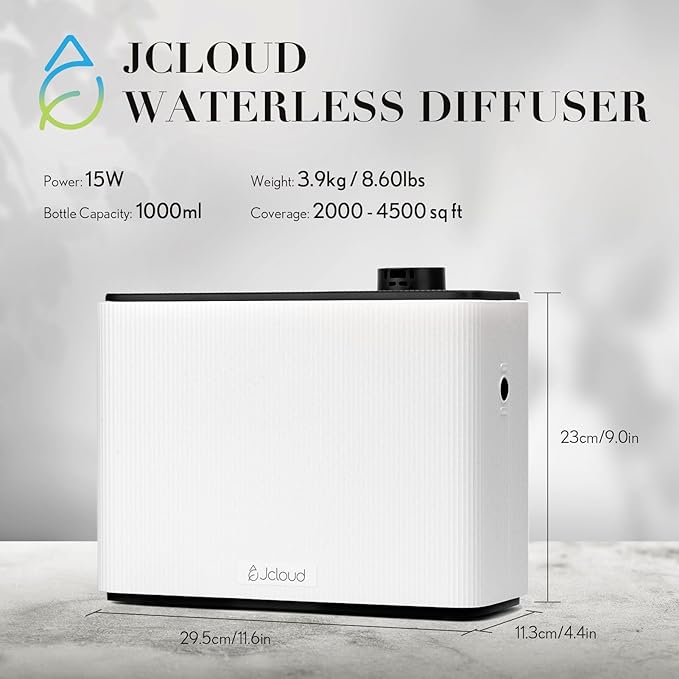 JCLOUD Smart Scent Air Machine 1000ML Hotel Scent Diffuser Cover Up to 4500 Sq. Ft. Waterless Cold Air Diffuser for Home Aromatherapy Diffuser for Essential Oils Large Room White