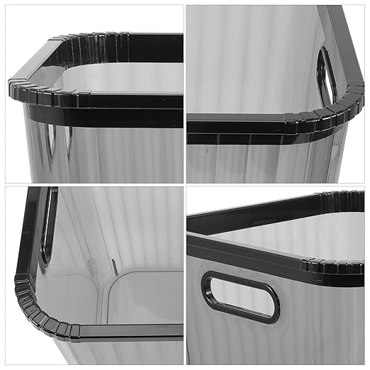 Trash Can Small Plastic Wastebasket Black Kitchen Bathroom Office Household Garbage Bin