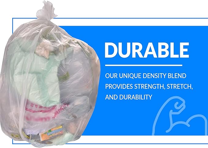 Reli. SuperValue 55-60 Gallon Trash Bags | 50 Count | Made in USA | Heavy Duty | Clear Multi-Use Garbage Bags