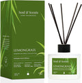 Soul &amp Scents Reed Diffuser Set – Lemongrass | 7.43 oz Refillable Scented Oil with 6 Fiber Sticks | Long-Lasting Home Fragrance &amp Air Freshener for Bedroom Bathroom Office | Gift &amp Décor