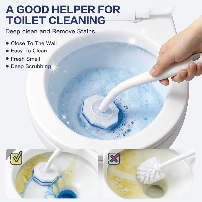 100PC Toilet Bowl Wand Refills Disposable Toilet Brush Heads Upgraded Toilet Scrubber Refill Toilet Cleaner Refill Pads with Most Toilet Brushes for Easy Bathroom Cleaning
