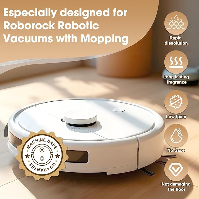 Lavender Scent Floor Cleaning Solution Compatible with All Roborock Mopping Robots (S7 S8 Qrevo Q7 Q8 series) Deep Cleans for Multiple Hard Floors Stain-Busting &amp Fresh-Scented