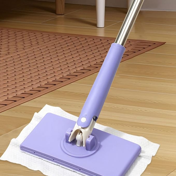 Dust Away Mop – Flat Cleaning mop Wet Dry Cleaning Towels | 18×6 in Size Lightweight Swivel Head Machine Washable Pads Perfect for Quick Cleaning of Hardwood Laminate and Tile Floors