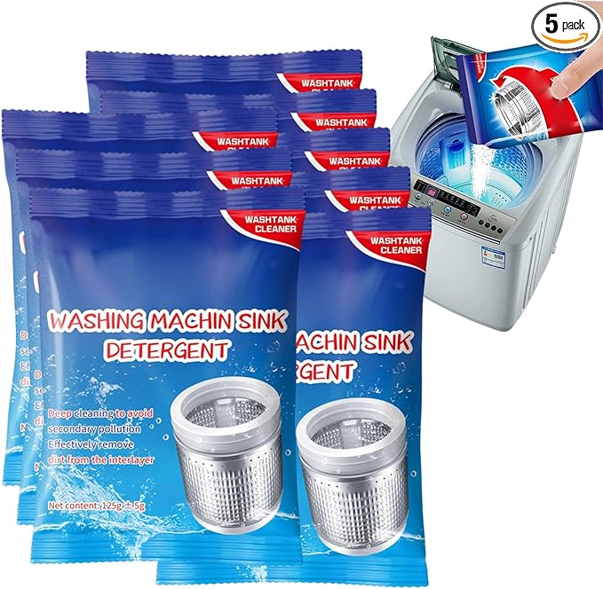 Powerful Stain Remover Washer Tank CleanerPowder Washing Machine CleanerTop Load and Front Load WashersDescaler for DrumTub &amp All Internal Parts (8PCS)