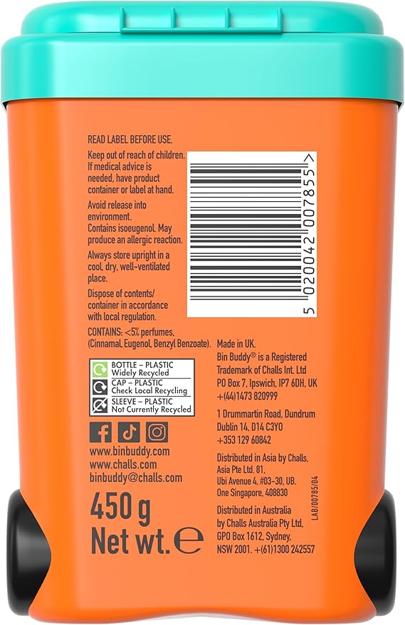 Bin Buddy Spiced Orange Pack of 2 - Leaves Your Bin Fresh and Smelling Great – Suitable for Indoor Kitchen Bathroom Compost Food Waste and Outdoor Wheelie Bins