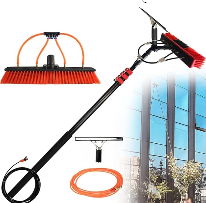 Glass Cleaning Brush Home Water Fed Telescopic Pole Kit Solar Panel Brush Rotating for Photovoltaic PanelWater Fed Pole Kit with Telescopic Pole 12-39 Feet Solar Panel Cleaning Brush with