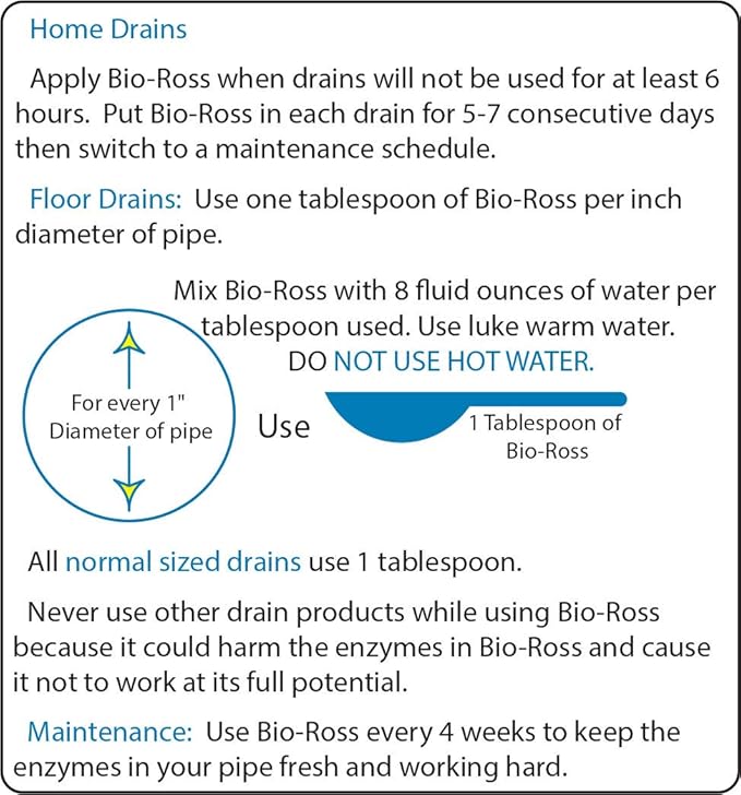 Bio-Ross Drain &amp Septic Drain Cleaner By Bio Ross Elimination Enzyme Drain Cleaner One 2 lbs Containers