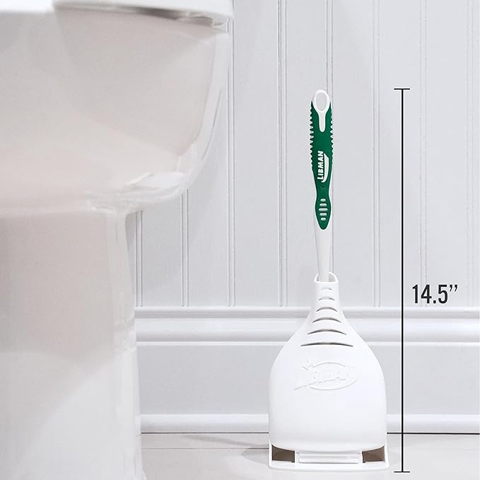 Tribello LIBMAN Toilet Brush and Holder Set with Toilet Bowl Cleaner - Bathroom Cleaner Set - Bathroom Cleaning Supplies - Includes: Bowl Brush Fast Drying Caddy 32 fl. oz. Stain Remover Soap