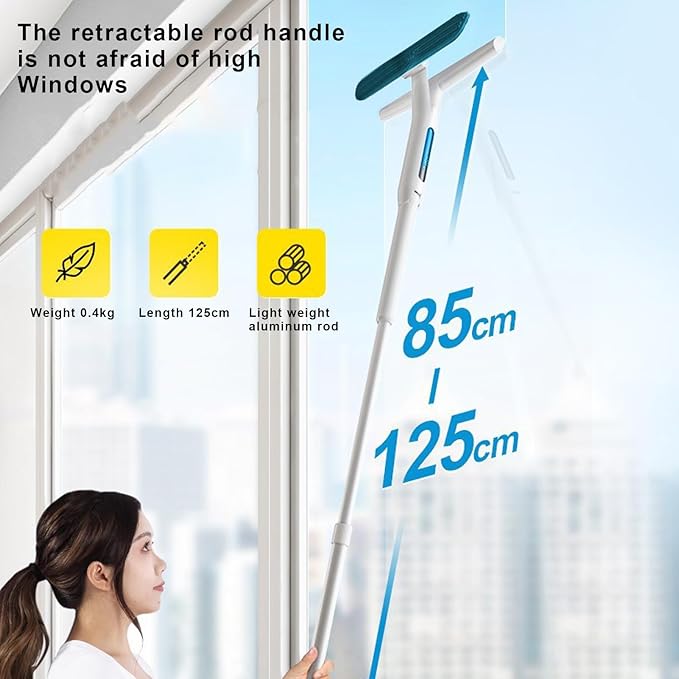 Window Squeegee Retractable Window Cleaner with Sprayer Long Handle Design Water Absorption Versatile Use Effective Squeegee Window Cleaning Tool A