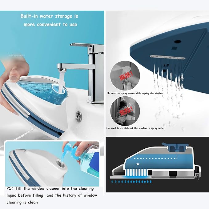 Window Cleaner Wipers Magnetic Glass Cleaner Adjustable Magnet Force Wipe The Glass Artifact Household Double-Sided WipeHigh-Rise Window Cleaning Artifact Glass Cleaning Wiper Cleaning Tool