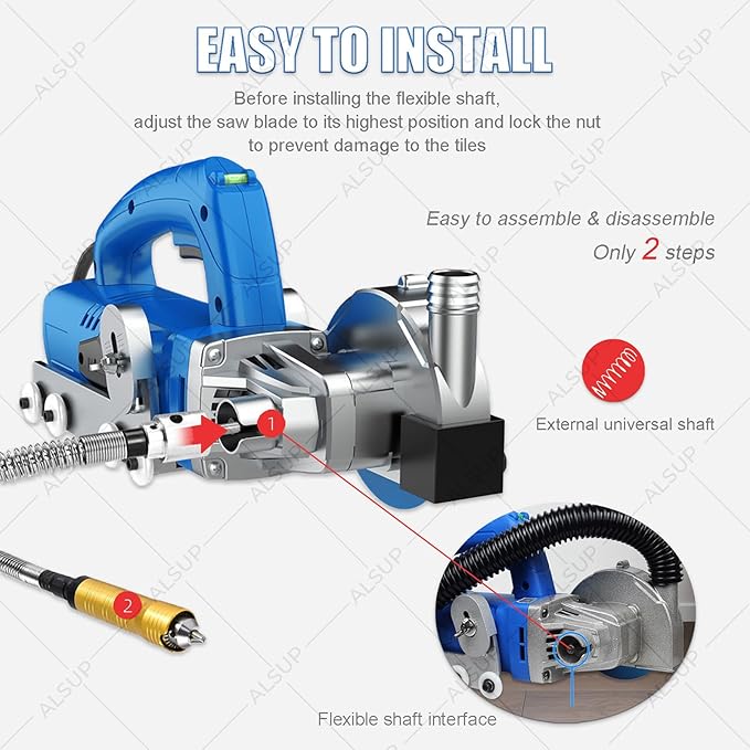 1200W Electric Grout Cleaning Tool 9000RPM Home Tile Gap Cleaner with Self-Vacuuming for Kitchen Bathroom DIY Regrouting &amp Old Grout Removal