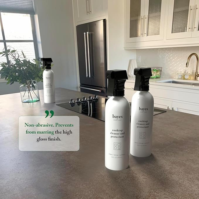 Bayes Cooktop Cleaner and Protectant for Daily Use - Cleans Shines and Protects Ceramic Glass and Enamel Cooktops - For Fingerprints Grease Residue and Smudges - 16 oz 2 Pack