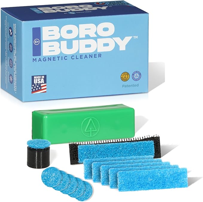 Magnetic Glass Cleaner BoroBuddy Pro | Cleans Hard to Reach Stains on Glass Ceramic Metal Pieces of All Shapes &amp Sizes | Glass Pieces Bottles Glassware | Free Scrubber Pads | Green