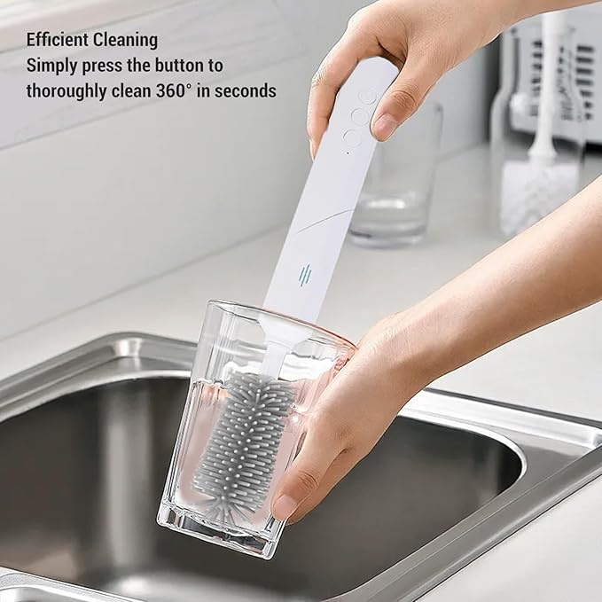 Electric Bottle Brush Set Rechargeable 3 - Speed Bottle Cleaning Brush with 2 Replaceable Heads and Drying Rack for Baby Bottles Travel and Kitchen Use