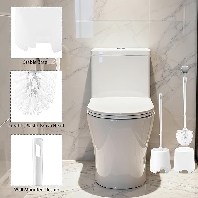 12 Pack Toilet Brushes and Holders Set13 Inch Toilet Bowl Brushes for BathroomToilet Scrub Brush with Storage Rack for Bathroom Accessories White