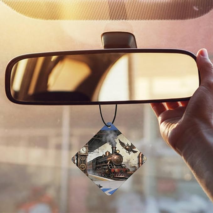 5PCS Car Air Freshener Hanging Personalized Double Sided Steampunk Express Car Fresheners Long Lasting New Cars Scents Cute Automotive Freshies for Closets Drawers (tea)