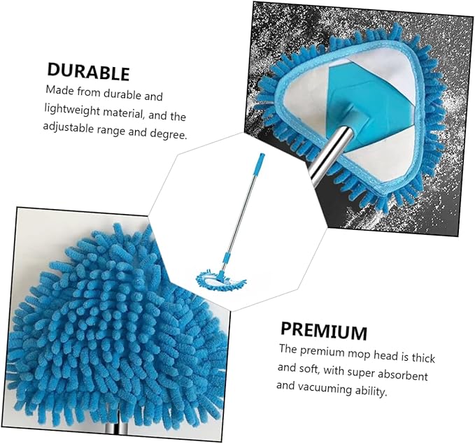 1Pc Telescopic Triangular Mop with Rotating Head Mini Portable Cleaning Tool for Home Floors Ergonomic Design for Deep Corner Cleaning Flexible Super Absorbent Mop Head