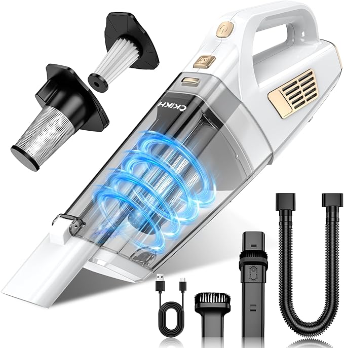 Handheld Vacuum Cordless 15000PA Strong Suction Hand Held Car Vacuum Cleaner Portable with Multi-Nozzles &amp Washable Filter Lightweight Dust Busters Rechargeable for Home Car Office Pets