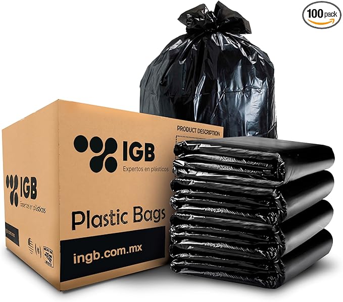 IGB Heavy Duty Trash Bags 55-60 Gallons (100 Count) – Extra Durable Contractor Bags for Construction Landscaping Restaurants – Leak-Proof Industrial Garbage Bags for Commercial Use