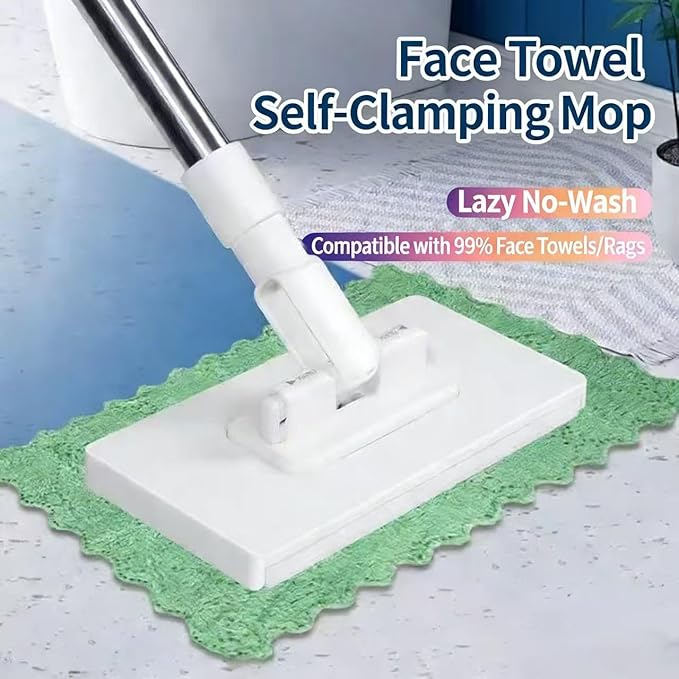 Mini Face Towel Mop Reusable Cloth Clip-On Cleaner for Home Hands-Free Disposable Towel Secondary Use Floor Mop