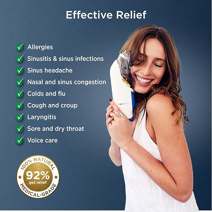 Mypurmist Free Ultrapure Cordless Steam Inhaler - Handheld Personal &amp Battery-Powered Steamer Vaporizer &amp Humidifier for Sinus Relief Nasal Congestion Cold &amp Cough Vocal Care