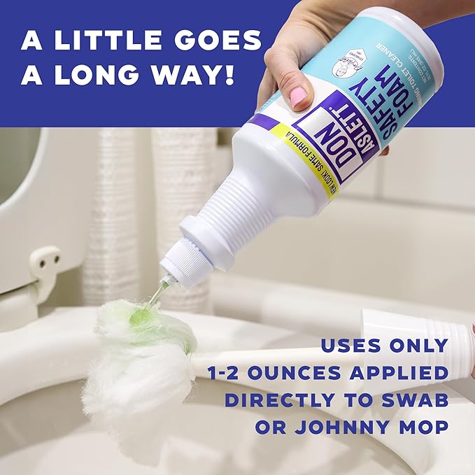 Don Aslett Safety Foam Toilet Bowl Cleaner (32 Oz Bottle Pack of 2) Acidic Detergent and Deodorizer | Cleans Hard Water and Mineral Stains in Porcelain Toilets