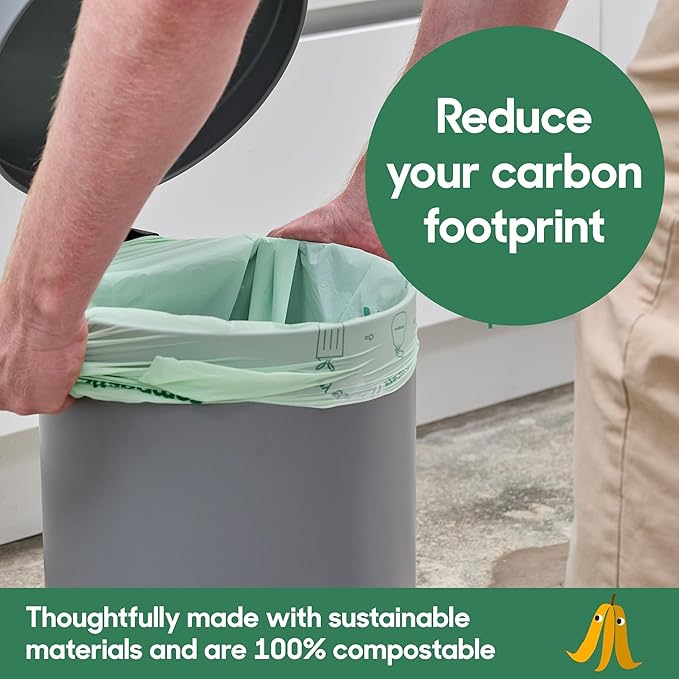 Compostic Home Compostable Trash Bags 2.99 Gallon Small Kitchen Rubbish Bags Extra Strong &amp Quickly Breaks Down 100 Count