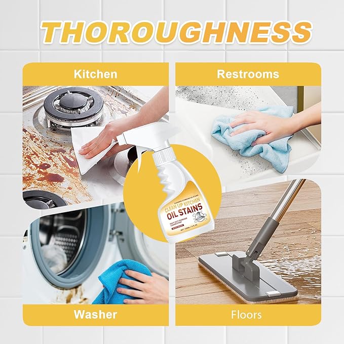 Heavy-Duty Kitchen Degreaser Foam Cleaner Powerful Kitchen Degreaser Spray &amp Dual Side Scrub Sponge Set Grease Remover for Stove Range Hood (2 Standard)