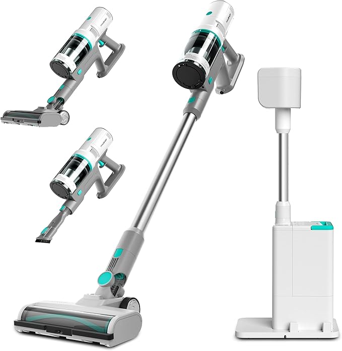 HAUSHOF Cordless Vacuum Cleaner with Auto Empty Station 250W Motor HEPA Filter Anti-Tangle Brushroll Stick Vacuum for Pet Hair Hardwood Floors Carpets